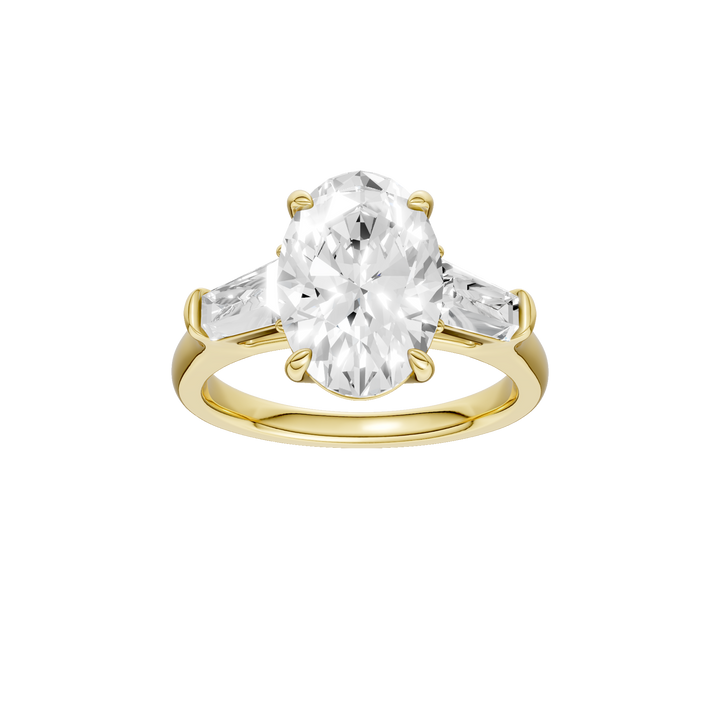 3-Stone Engagement Ring (Oval + Tapered Baguette) in 14K Yellow Gold – Silvadi Jewelry Aurora CO