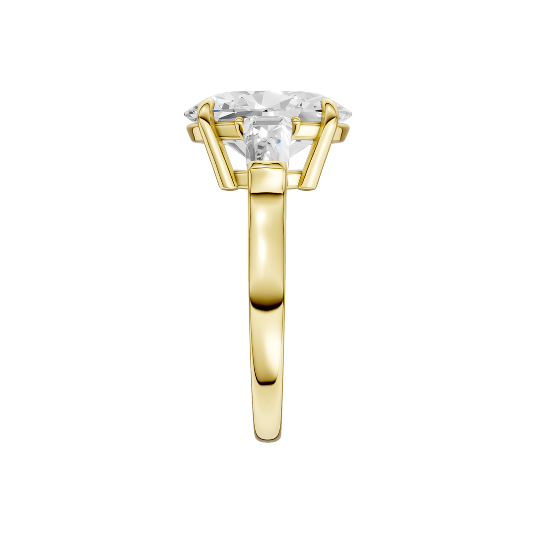3-Stone Engagement Ring (Oval + Tapered Baguette) in 14K Yellow Gold – Silvadi Jewelry Aurora CO