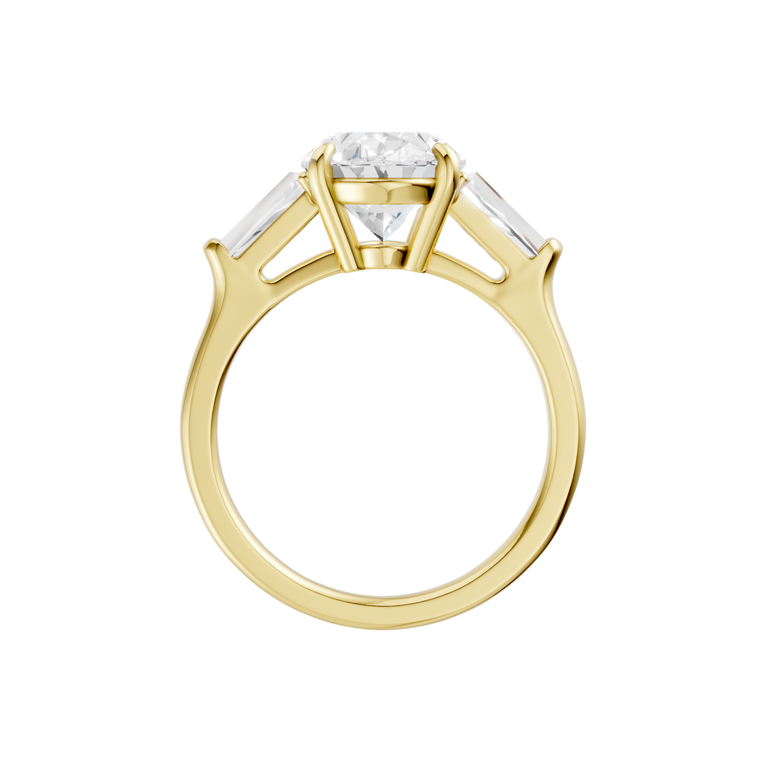 3-Stone Engagement Ring (Oval + Tapered Baguette) in 14K Yellow Gold – Silvadi Jewelry Aurora CO