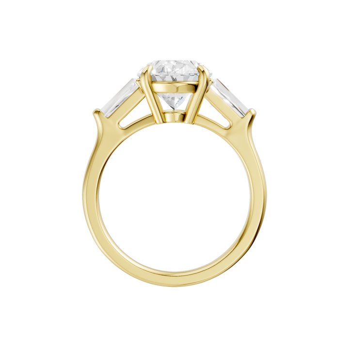 3-Stone Engagement Ring (Oval + Tapered Baguette) in 14K Yellow Gold – Silvadi Jewelry Aurora CO