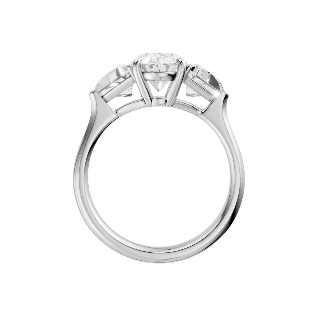 3-Stone Engagement Ring (Oval + Triangle) in 14K White Gold – Silvadi Jewelry Aurora CO