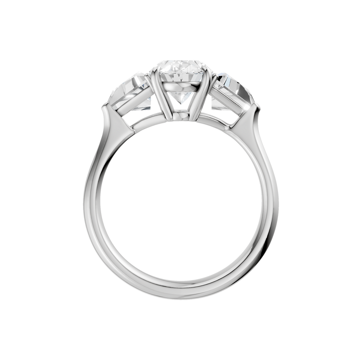 3-Stone Engagement Ring (Oval + Triangle) in 14K White Gold – Silvadi Jewelry Aurora CO