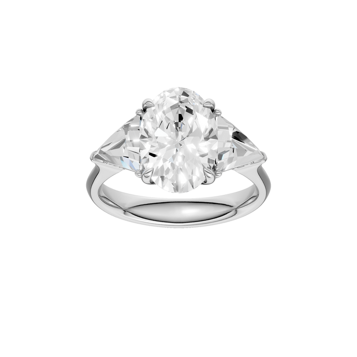 3-Stone Engagement Ring (Oval + Triangle) in 14K White Gold – Silvadi Jewelry Aurora CO