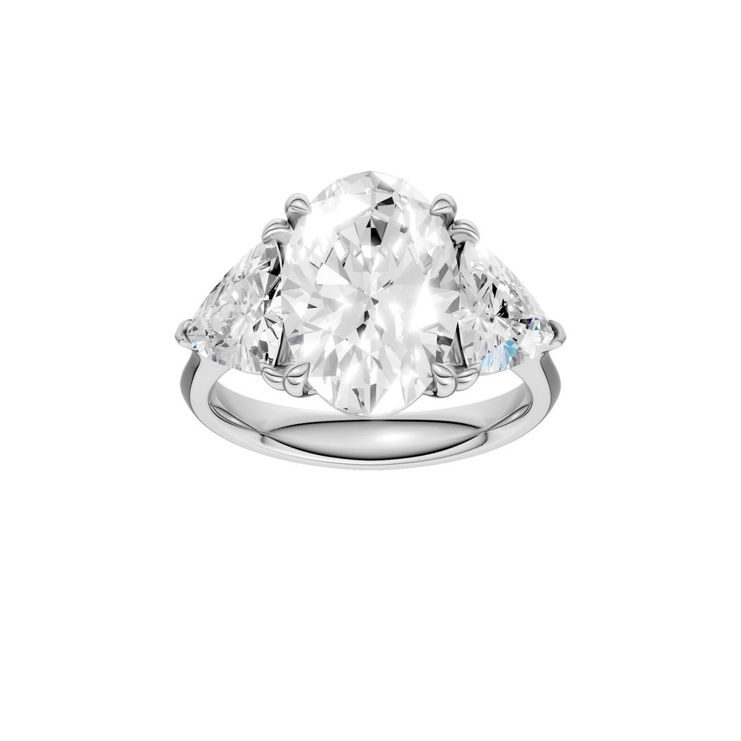 3-Stone Engagement Ring (Oval + Triangle) in 14K White Gold – Silvadi Jewelry Aurora CO