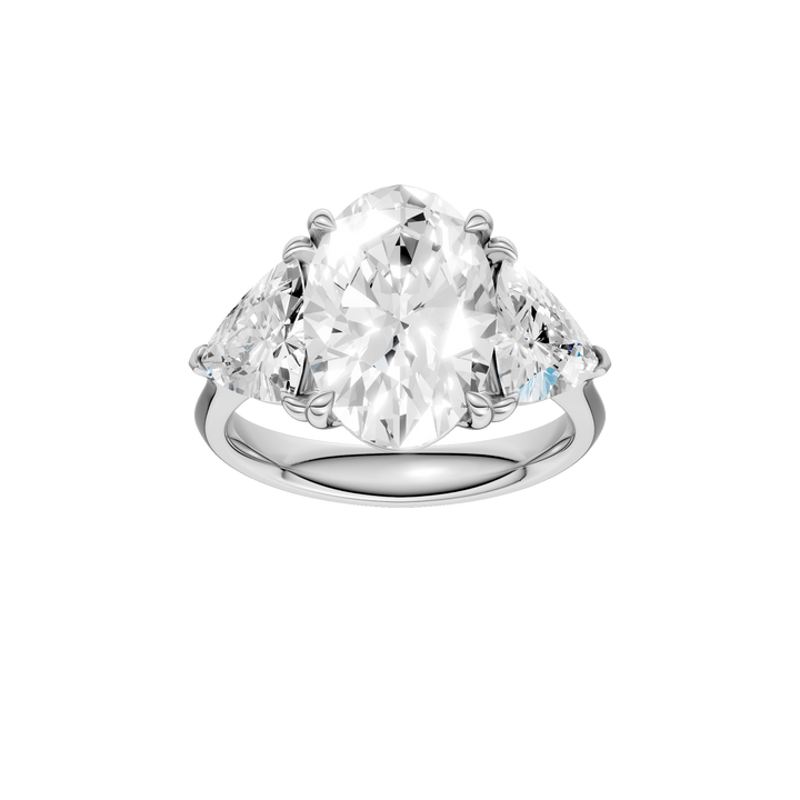 3-Stone Engagement Ring (Oval + Triangle) in 14K White Gold – Silvadi Jewelry Aurora CO
