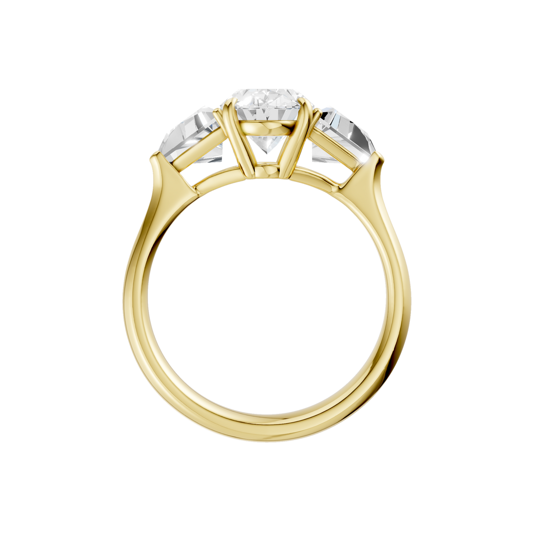 3-Stone Engagement Ring (Oval + Triangle) in 14K Yellow Gold – Silvadi Jewelry Aurora CO