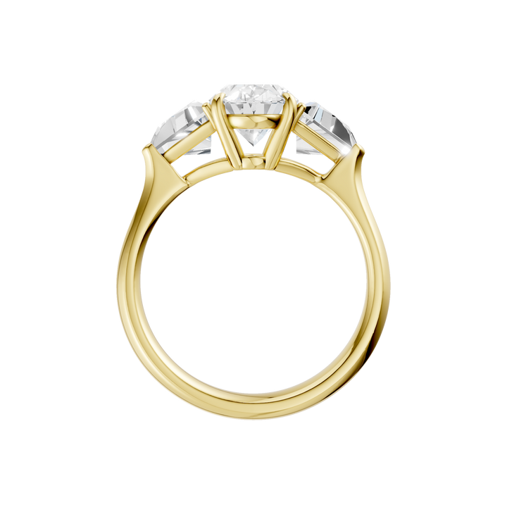 3-Stone Engagement Ring (Oval + Triangle) in 14K Yellow Gold – Silvadi Jewelry Aurora CO