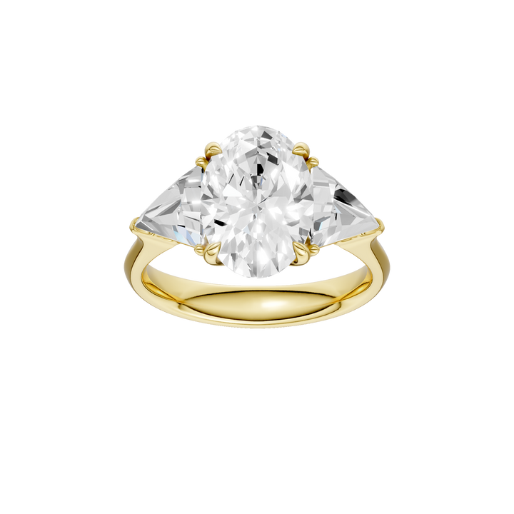 3-Stone Engagement Ring (Oval + Triangle) in 14K Yellow Gold – Silvadi Jewelry Aurora CO