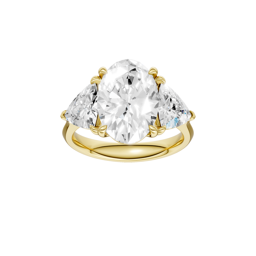 3-Stone Engagement Ring (Oval + Triangle) in 14K Yellow Gold – Silvadi Jewelry Aurora CO