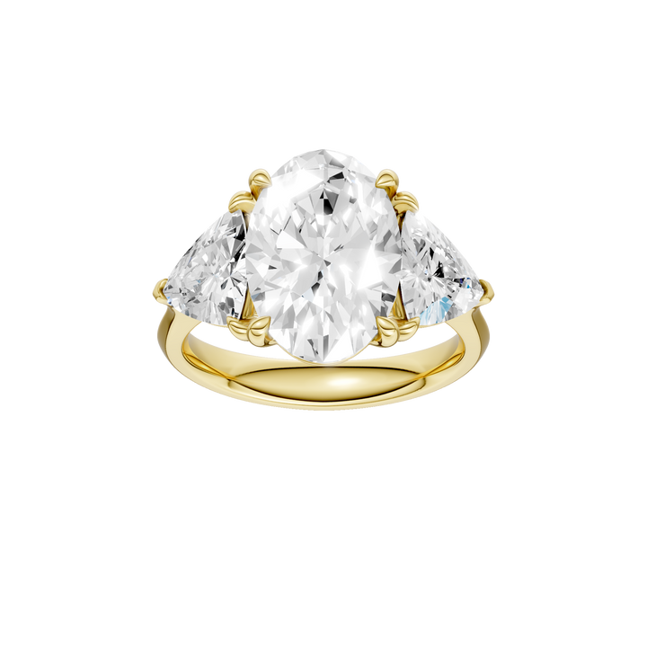 3-Stone Engagement Ring (Oval + Triangle) in 14K Yellow Gold – Silvadi Jewelry Aurora CO