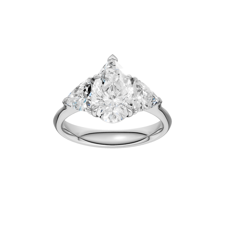 3-Stone Engagement Ring (Pear + Trillion) in 14K White Gold – Silvadi Jewelry Aurora CO