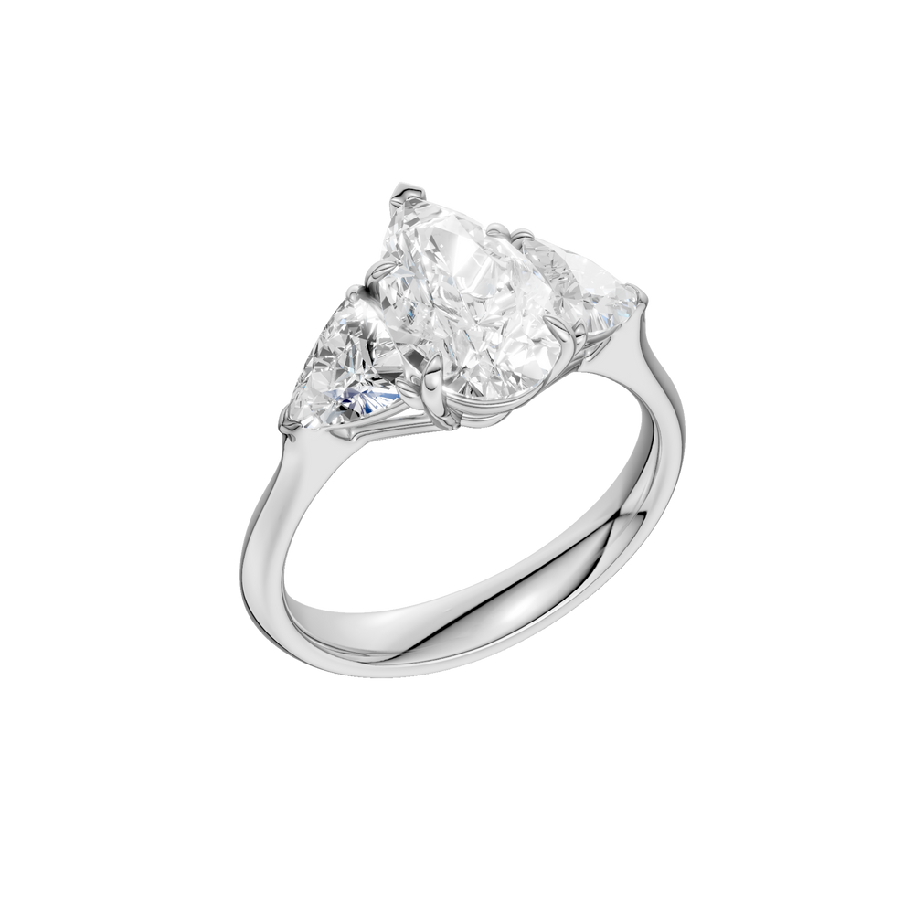 3-Stone Engagement Ring (Pear + Trillion) in 14K White Gold – Silvadi Jewelry Aurora CO