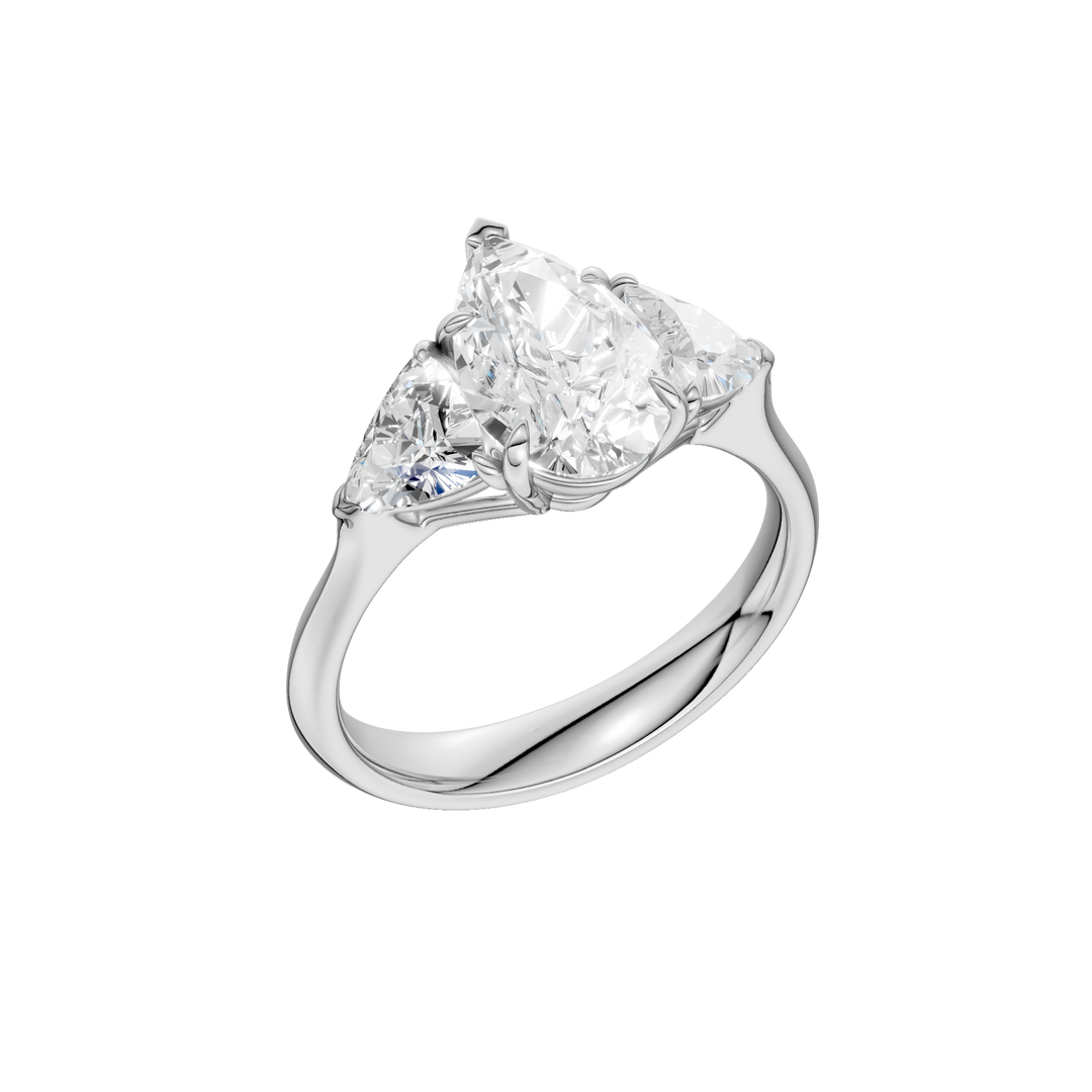 3-Stone Engagement Ring (Pear + Trillion) in 14K White Gold – Silvadi Jewelry Aurora CO
