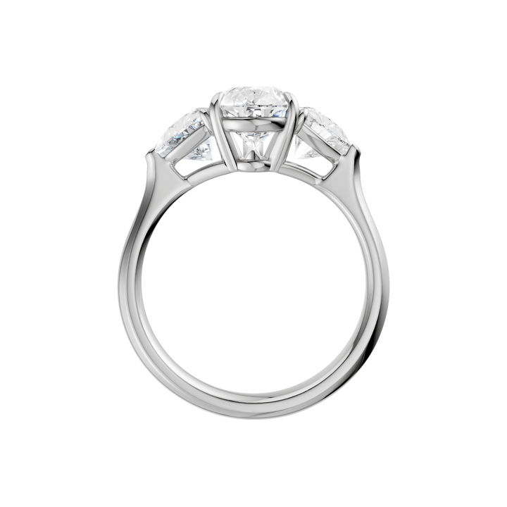 3-Stone Engagement Ring (Pear + Trillion) in 14K White Gold – Silvadi Jewelry Aurora CO