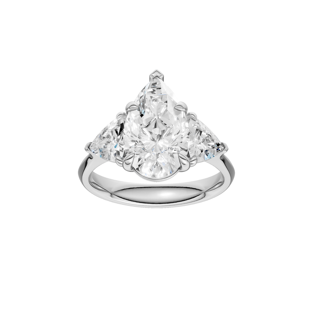 3-Stone Engagement Ring (Pear + Trillion) in 14K White Gold – Silvadi Jewelry Aurora CO