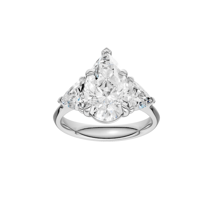 3-Stone Engagement Ring (Pear + Trillion) in 14K White Gold – Silvadi Jewelry Aurora CO