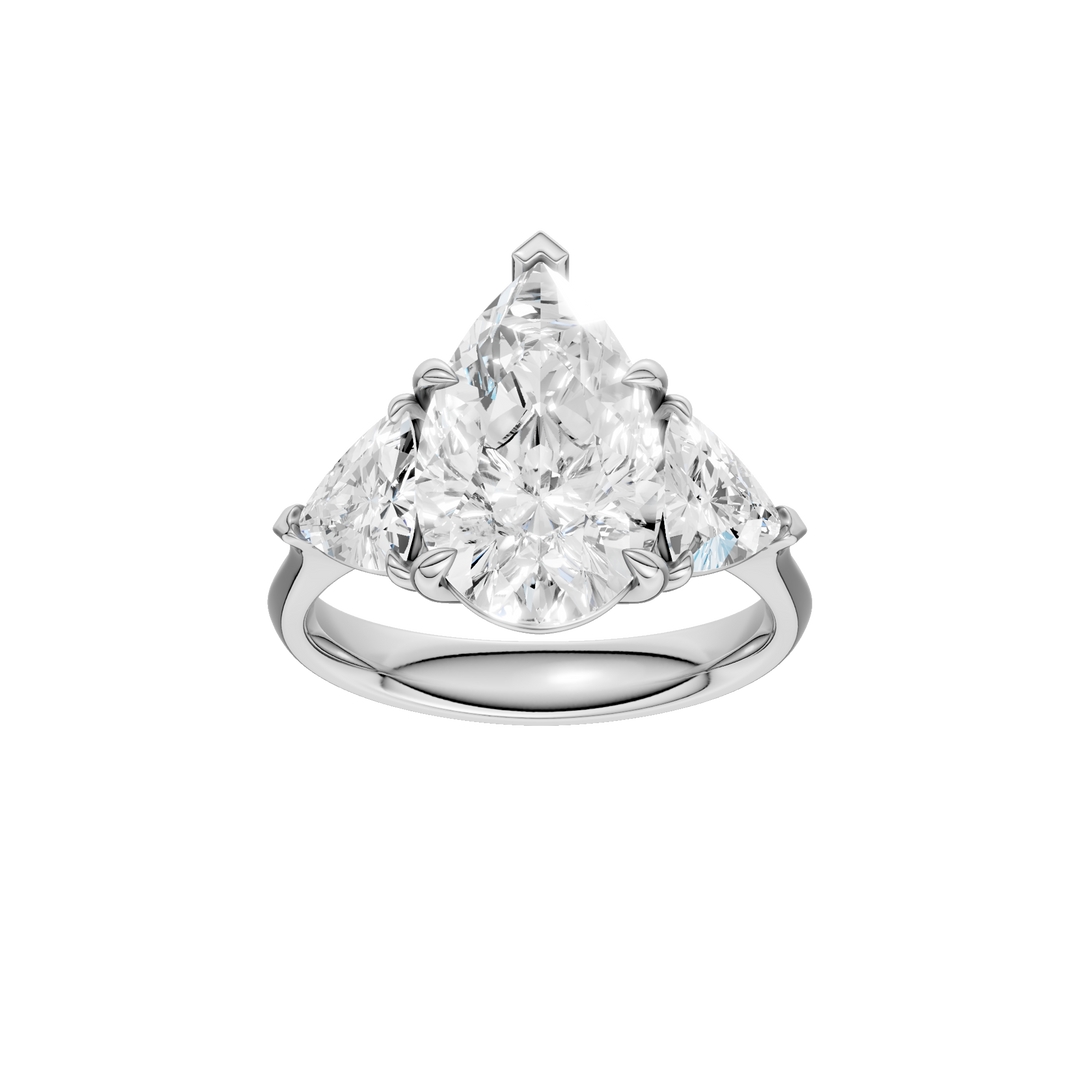 3-Stone Engagement Ring (Pear + Trillion) in 14K White Gold – Silvadi Jewelry Aurora CO