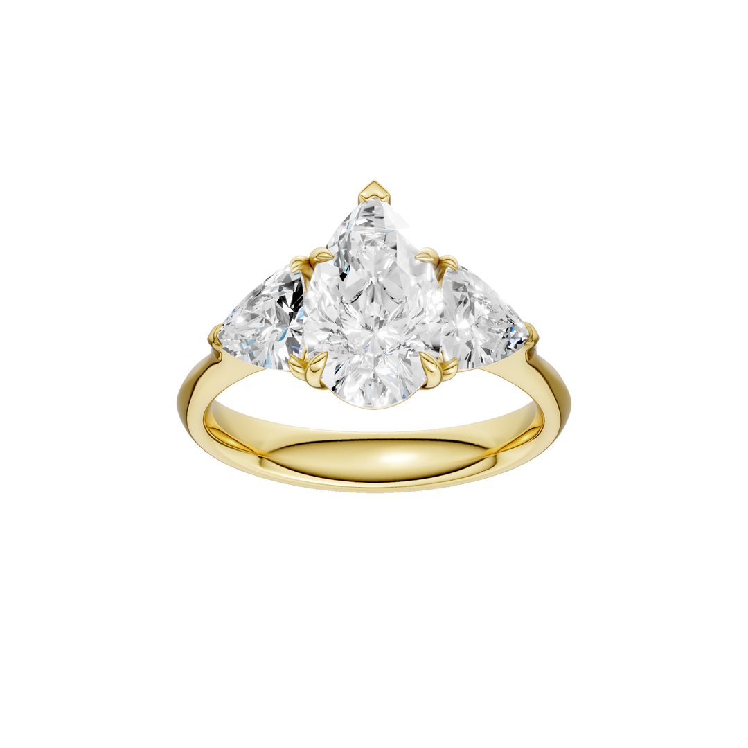 3-Stone Engagement Ring (Pear + Trillion) in 14K Yellow Gold – Silvadi Jewelry Aurora CO