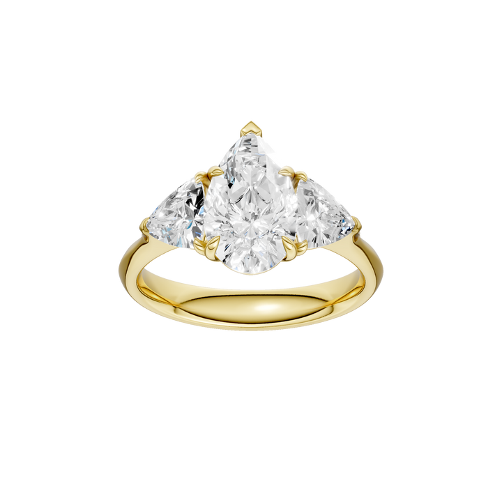 3-Stone Engagement Ring (Pear + Trillion) in 14K Yellow Gold – Silvadi Jewelry Aurora CO