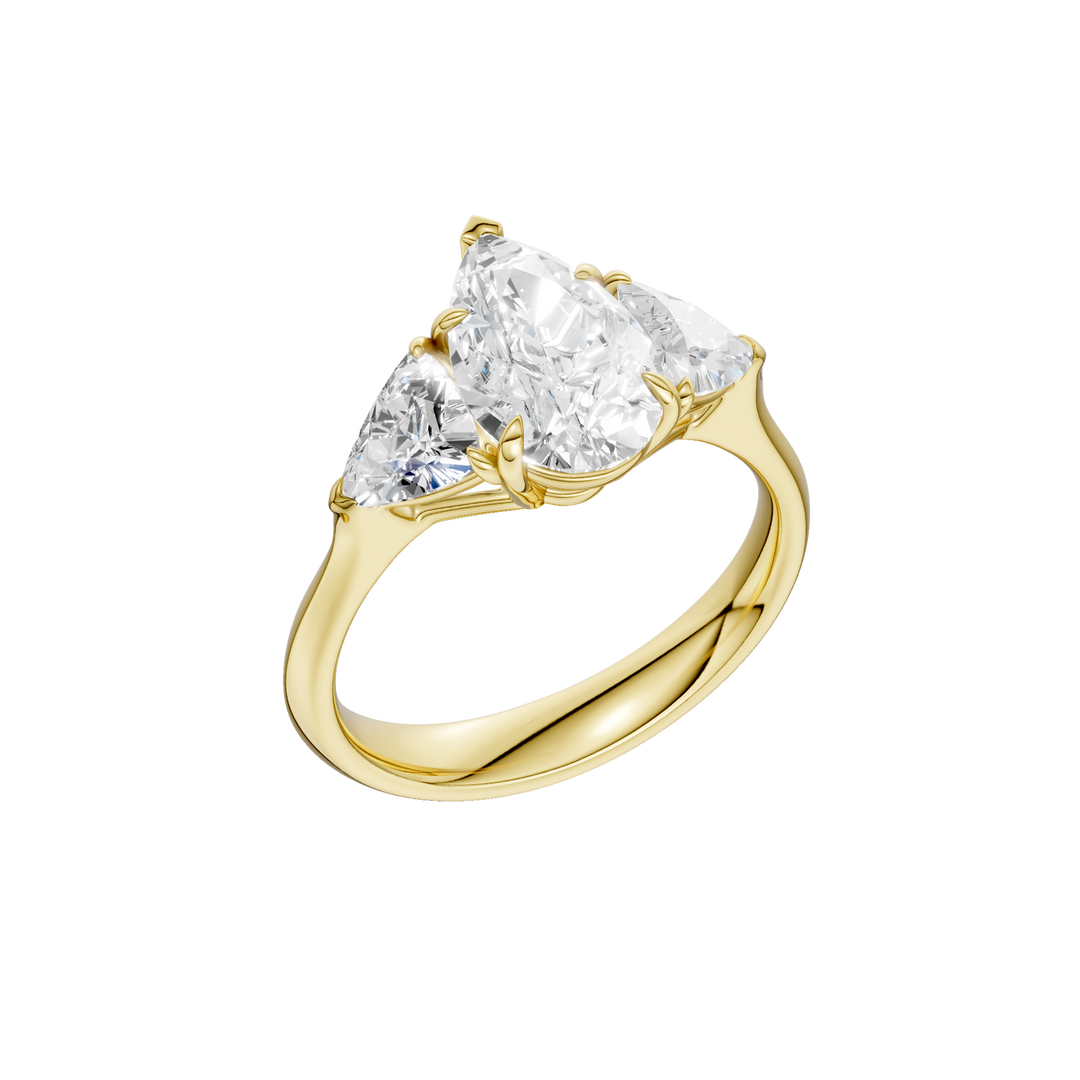 3-Stone Engagement Ring (Pear + Trillion) in 14K Yellow Gold – Silvadi Jewelry Aurora CO