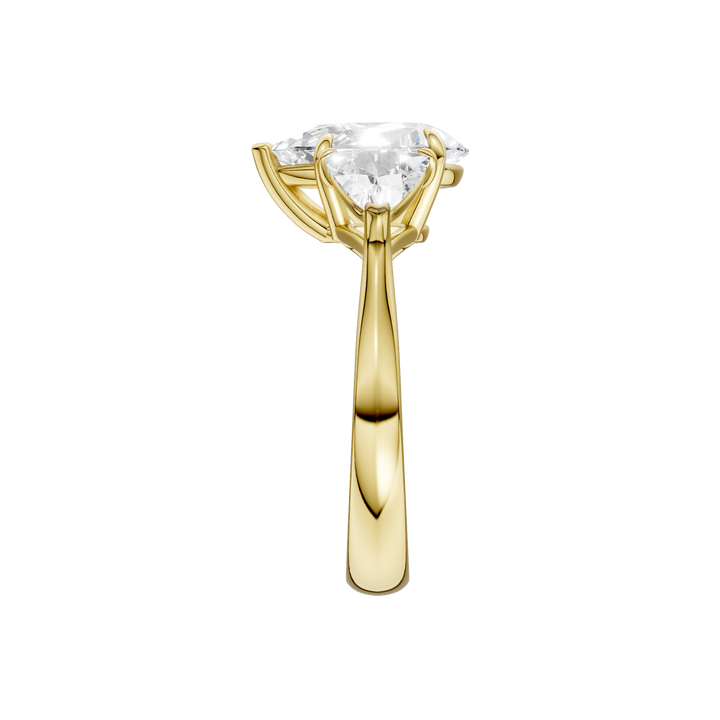 3-Stone Engagement Ring (Pear + Trillion) in 14K Yellow Gold – Silvadi Jewelry Aurora CO