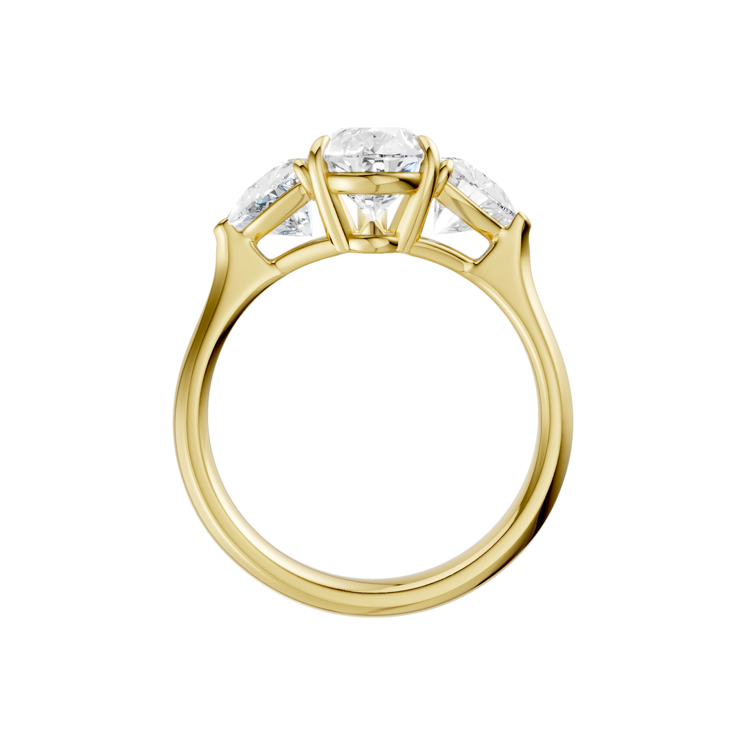 3-Stone Engagement Ring (Pear + Trillion) in 14K Yellow Gold – Silvadi Jewelry Aurora CO
