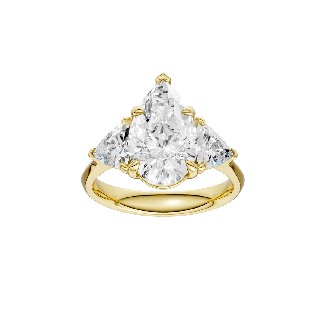 3-Stone Engagement Ring (Pear + Trillion) in 14K Yellow Gold – Silvadi Jewelry Aurora CO