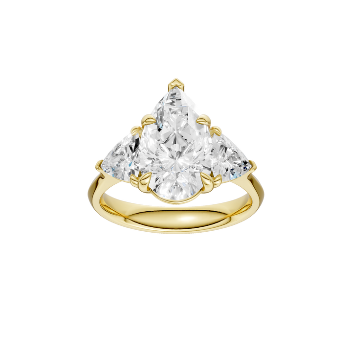 3-Stone Engagement Ring (Pear + Trillion) in 14K Yellow Gold – Silvadi Jewelry Aurora CO