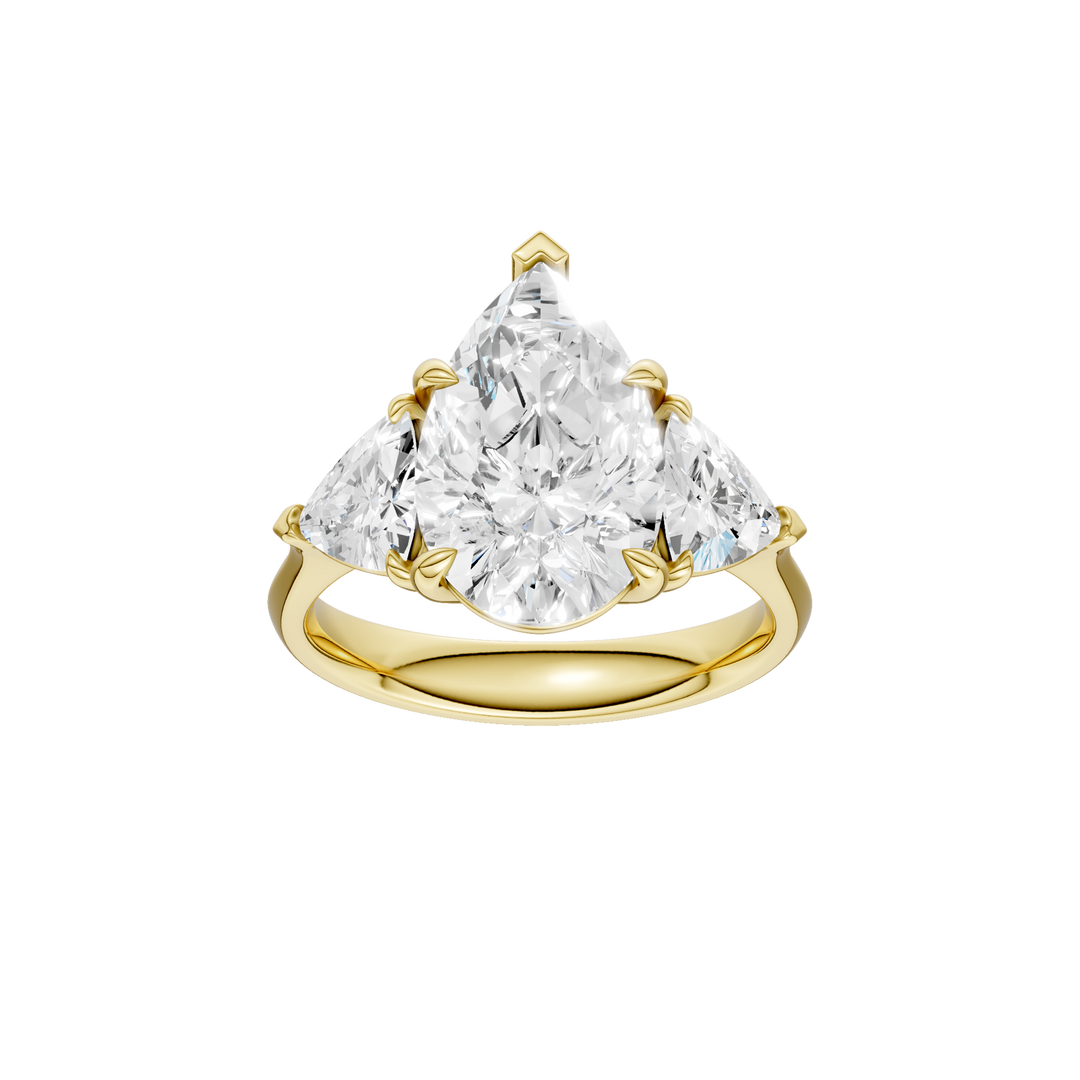 3-Stone Engagement Ring (Pear + Trillion) in 14K Yellow Gold – Silvadi Jewelry Aurora CO