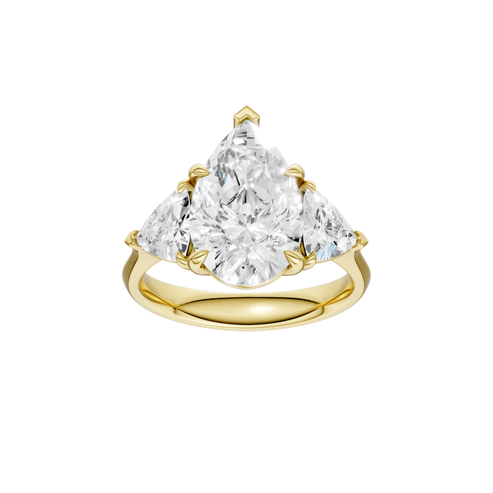 3-Stone Engagement Ring (Pear + Trillion) in 14K Yellow Gold – Silvadi Jewelry Aurora CO