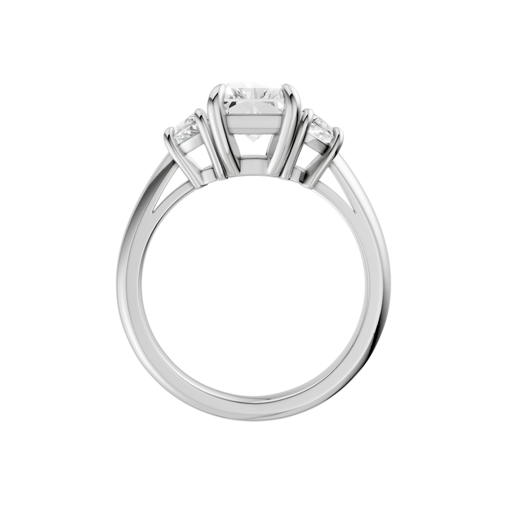 3-Stone Engagement Ring (Radiant + Half Moon) in 14K White Gold – Silvadi Jewelry Aurora CO