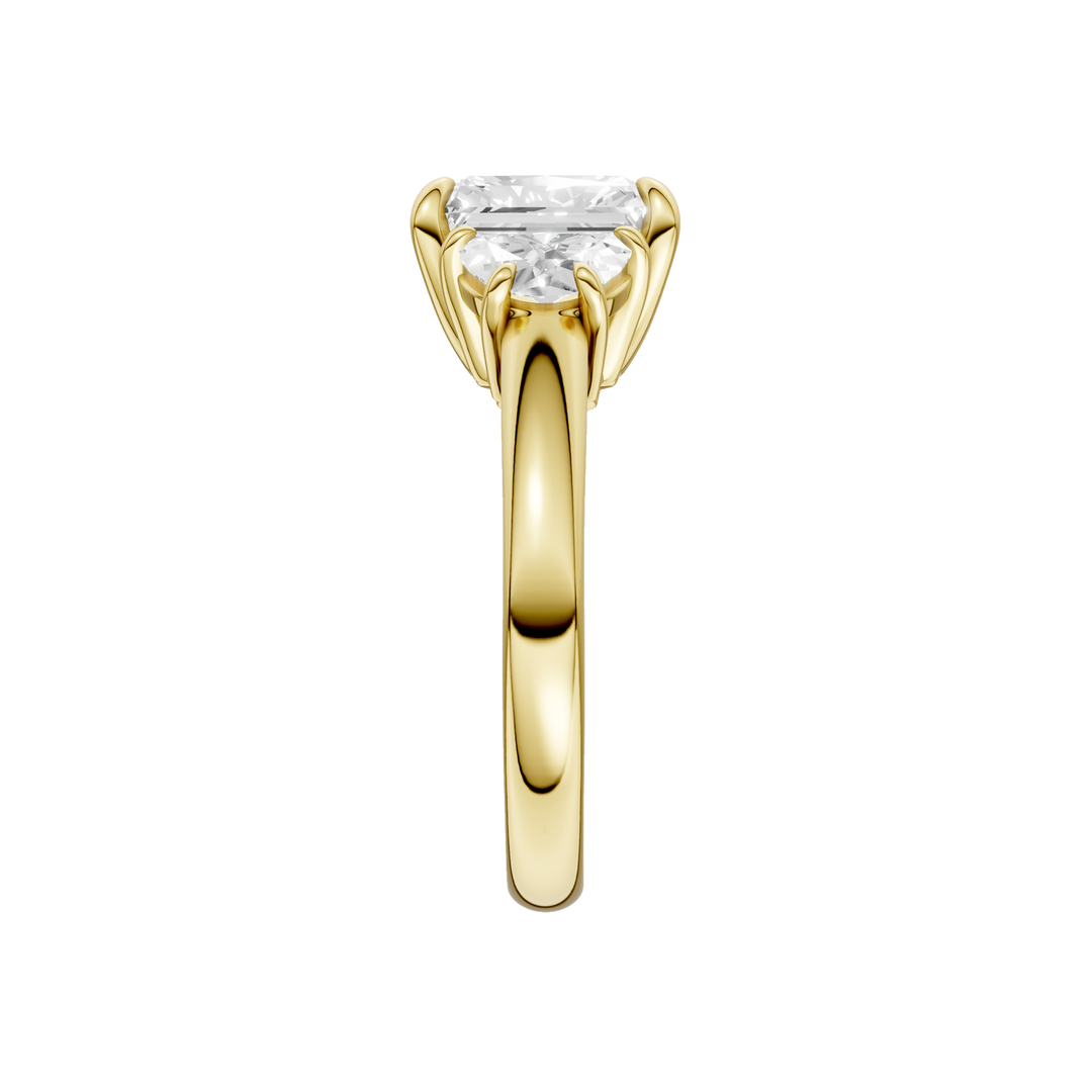 3-Stone Engagement Ring (Radiant + Half Moon) in 14K Yellow Gold – Silvadi Jewelry Aurora CO