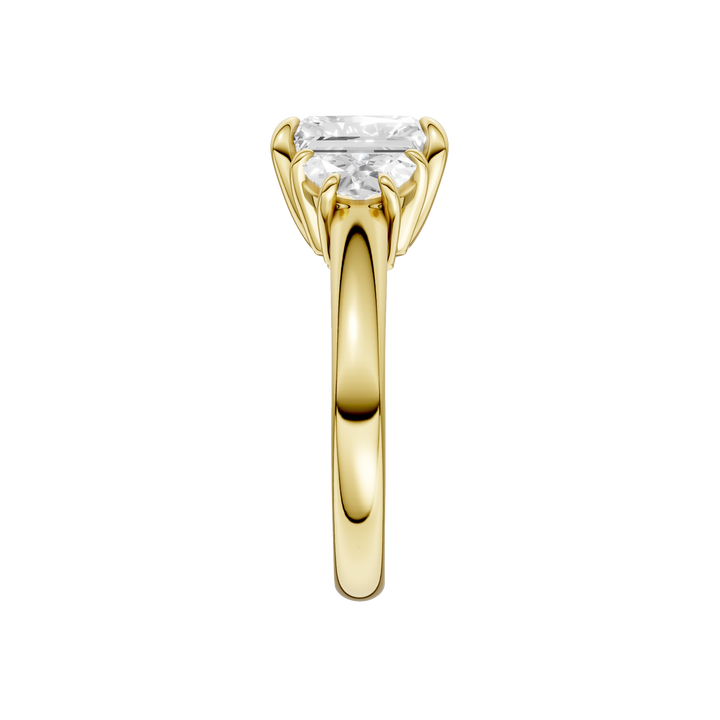 3-Stone Engagement Ring (Radiant + Half Moon) in 14K Yellow Gold – Silvadi Jewelry Aurora CO