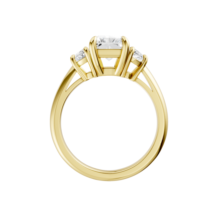 3-Stone Engagement Ring (Radiant + Half Moon) in 14K Yellow Gold – Silvadi Jewelry Aurora CO
