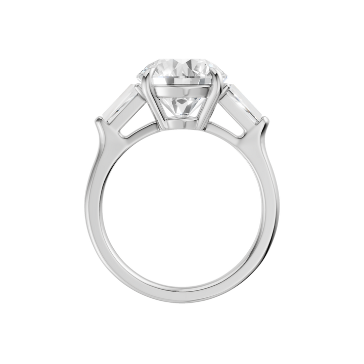 3-Stone Engagement Ring (Round + Tapered Baguette) in 14K White Gold – Silvadi Jewelry Aurora CO
