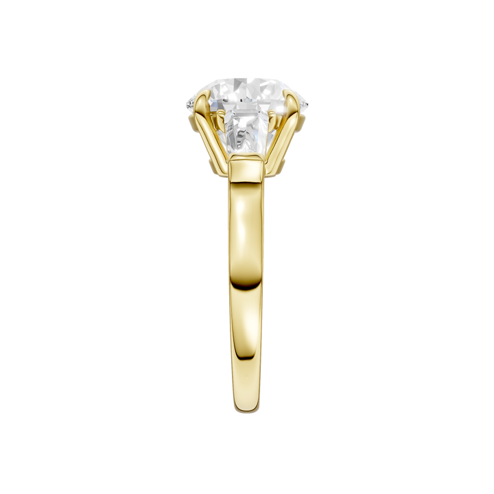3-Stone Engagement Ring (Round + Tapered Baguette) in 14K Yellow Gold – Silvadi Jewelry Aurora CO