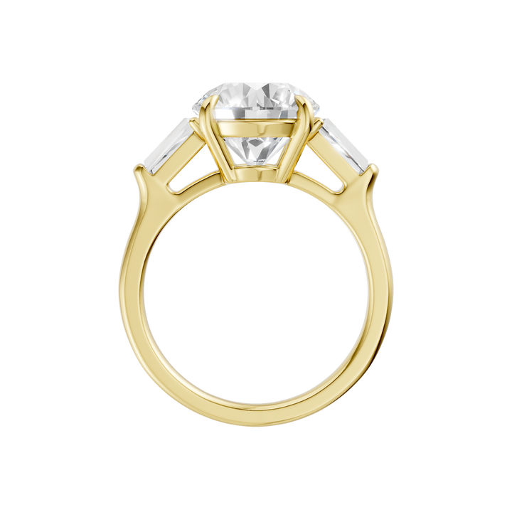 3-Stone Engagement Ring (Round + Tapered Baguette) in 14K Yellow Gold – Silvadi Jewelry Aurora CO