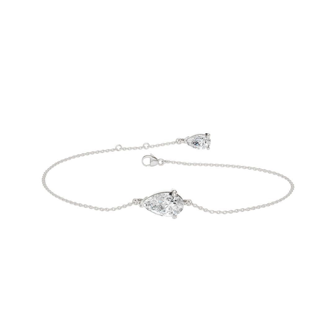 4-Prong Solitaire Bracelet (Pear) in 14K White Gold – Silvadi Jewelry Aurora CO