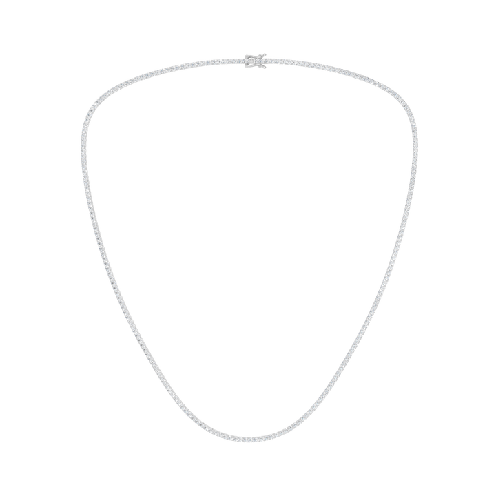 4-Prong Straight-line Tennis Necklace (Round) in 14K White Gold – Silvadi Jewelry Aurora CO