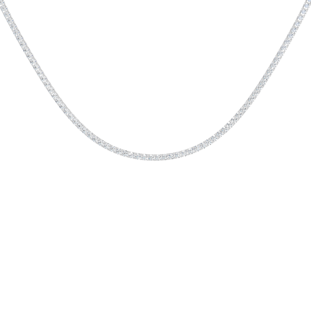 4-Prong Straight-line Tennis Necklace (Round) in 14K White Gold – Silvadi Jewelry Aurora CO