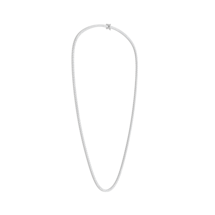4-Prong Straight-line Tennis Necklace (Round) in 14K White Gold – Silvadi Jewelry Aurora CO