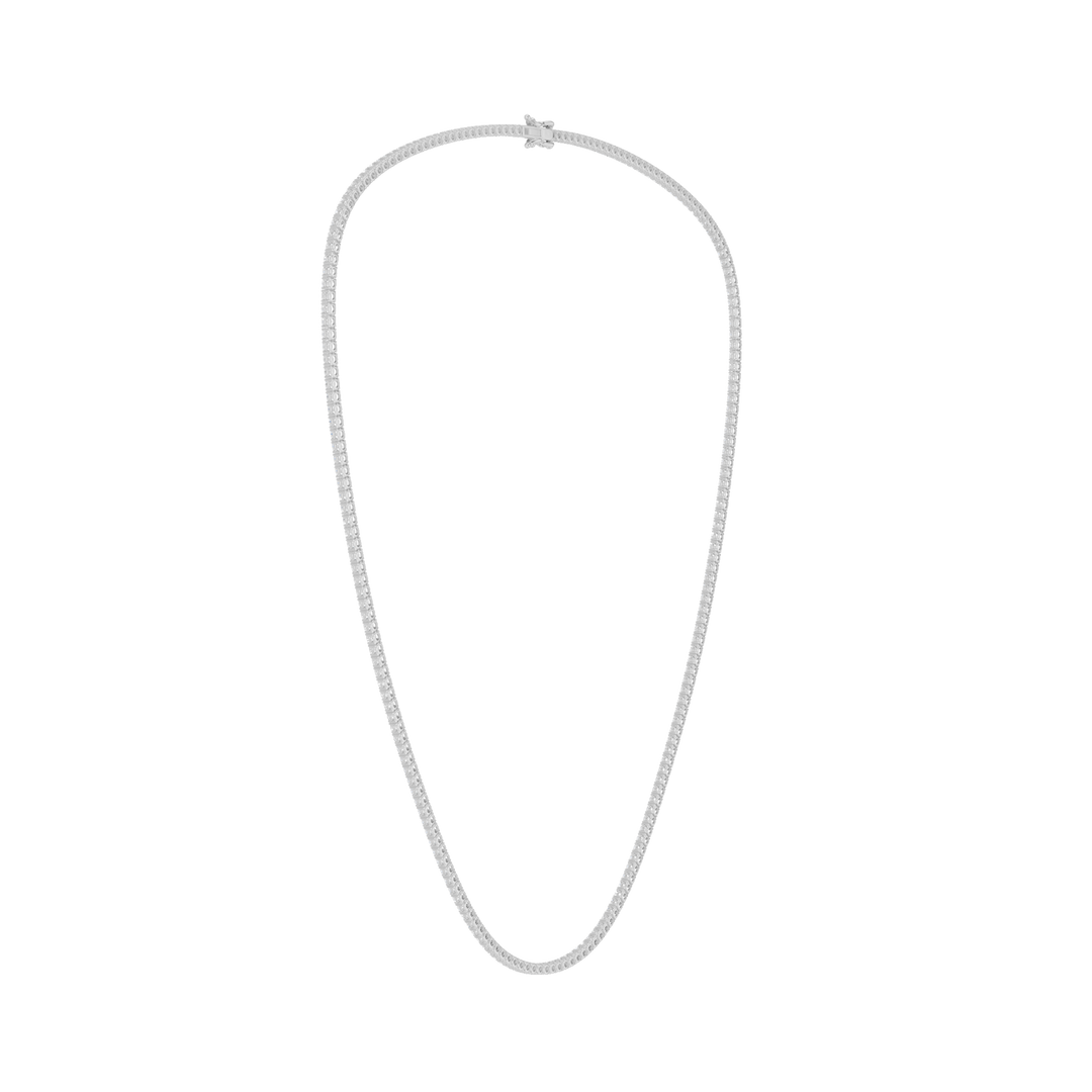 4-Prong Straight-line Tennis Necklace (Round) in 14K White Gold – Silvadi Jewelry Aurora CO