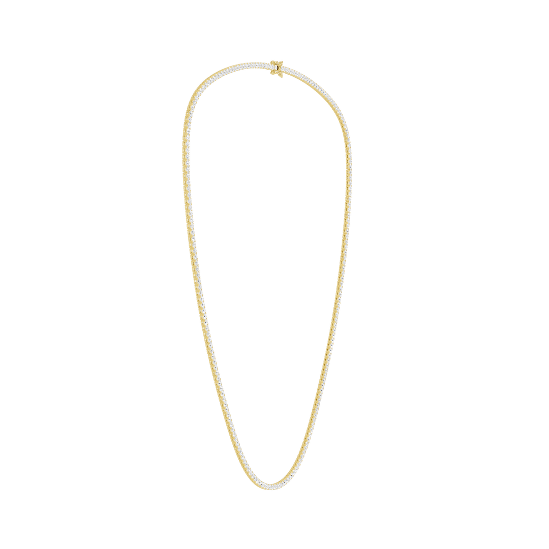 4-Prong Straight-line Tennis Necklace (Round) in 14K Yellow Gold – Silvadi Jewelry Aurora CO