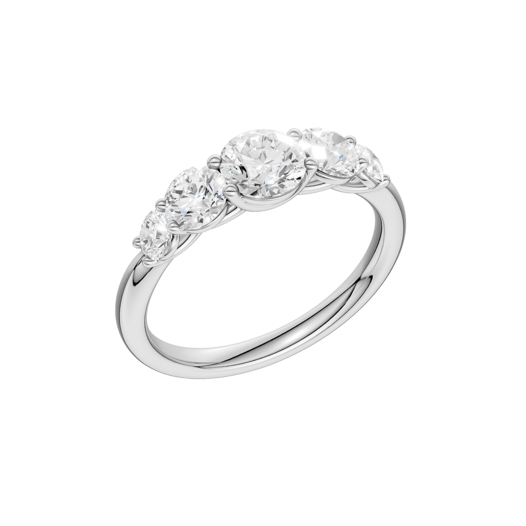 5 - Stone Graduated Band (Round) in 14K White Gold – Silvadi Jewelry Aurora CO