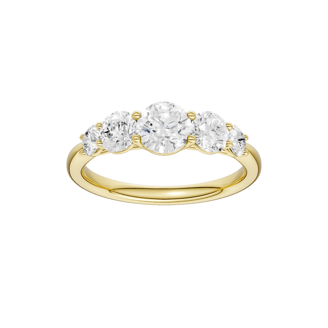 5 - Stone Graduated Band (Round) in 14K Yellow Gold – Silvadi Jewelry Aurora CO