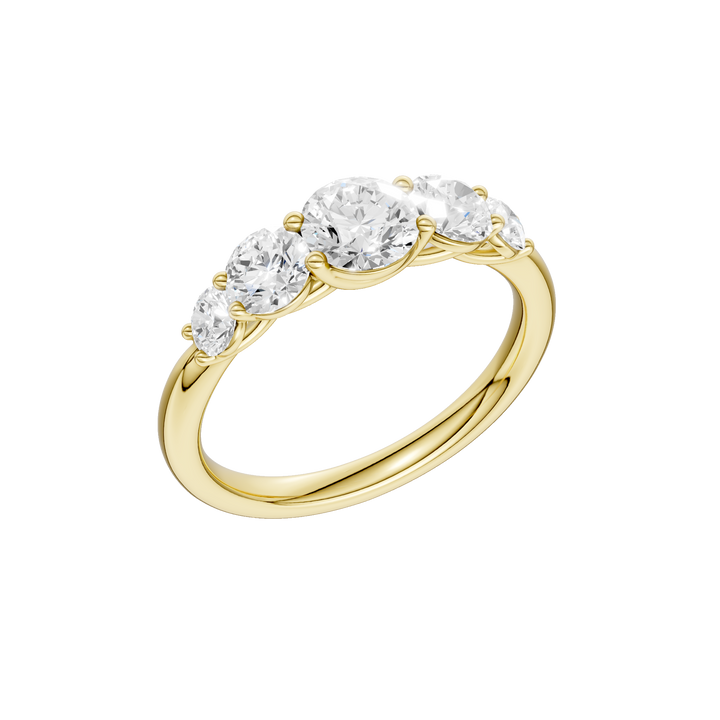 5 - Stone Graduated Band (Round) in 14K Yellow Gold – Silvadi Jewelry Aurora CO