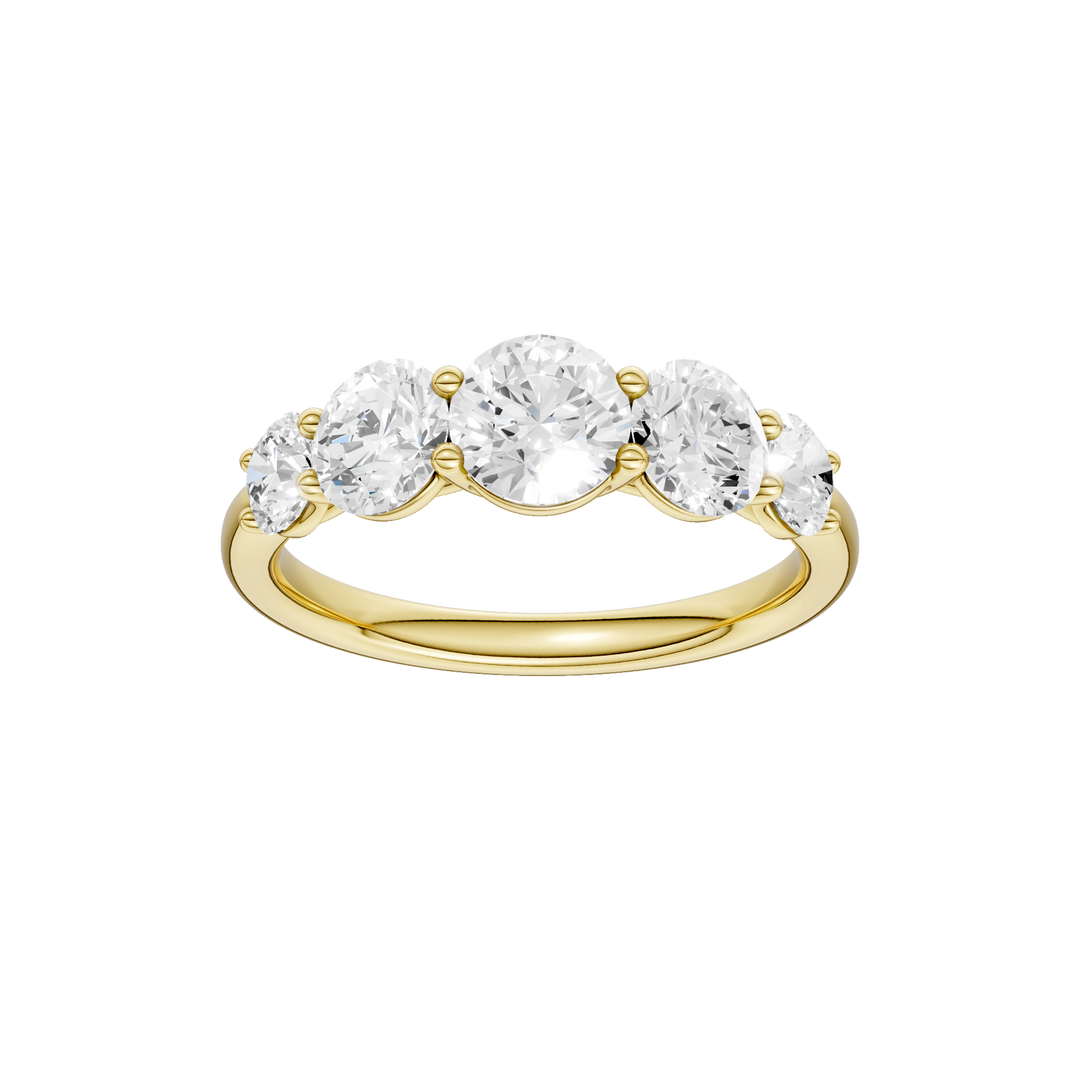 5 - Stone Graduated Band (Round) in 14K Yellow Gold – Silvadi Jewelry Aurora CO