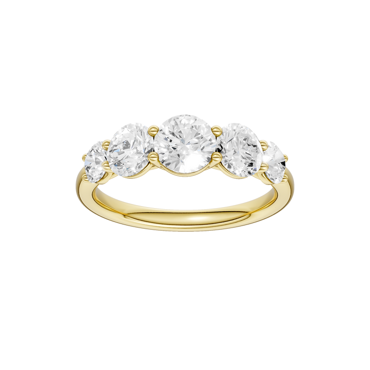 5 - Stone Graduated Band (Round) in 14K Yellow Gold – Silvadi Jewelry Aurora CO