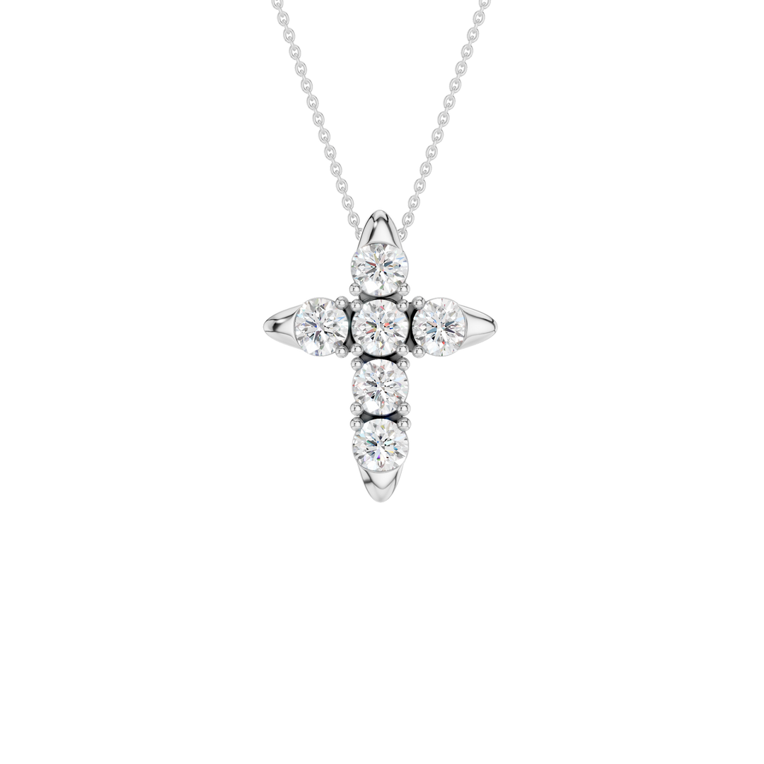 6-Stone Cross Pendant (Round) in 14K White Gold – Silvadi Jewelry Aurora CO
