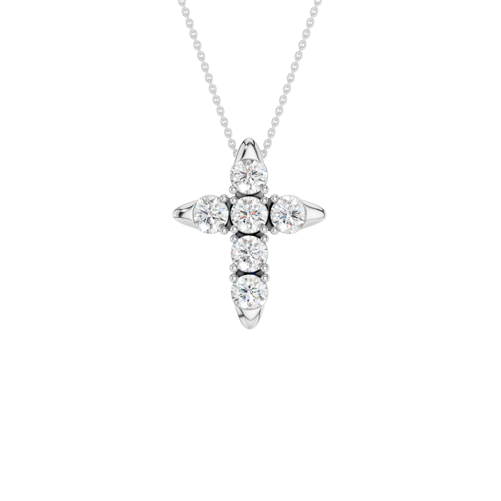 6-Stone Cross Pendant (Round) in 14K White Gold – Silvadi Jewelry Aurora CO